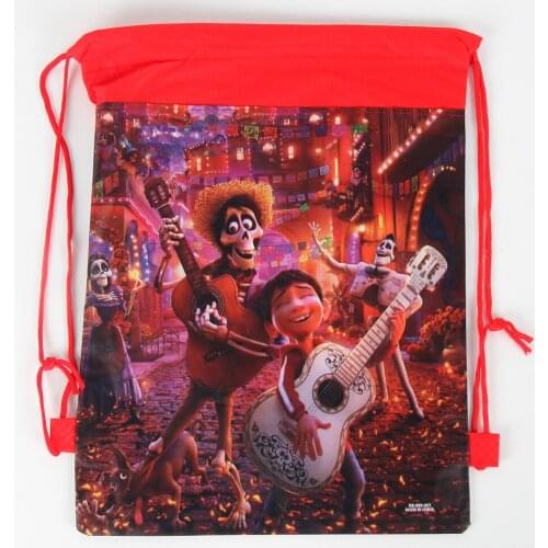 6PCS/LOT Movie COCO Theme Birthday Party Gifts Non-woven Drawstring Goodie Bags Kids Favor Swimming School Backpacks