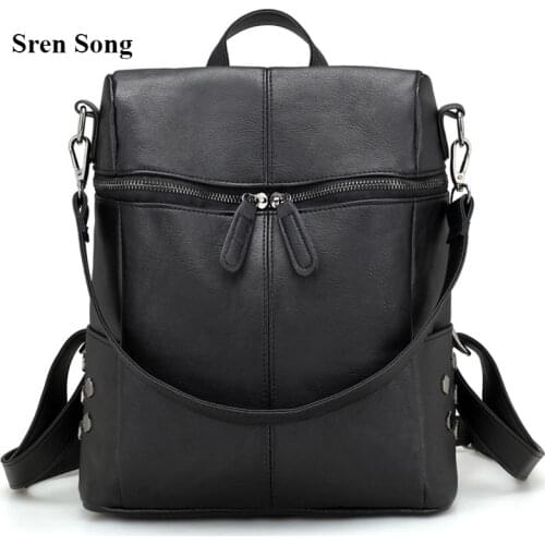 2021 Fashion Leather Backpack Women Waterproof PU Leather Ladies Zipper Female Casual Shoulder Bag Teenager School Bag