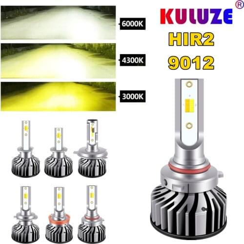 KULUZE HIR2 9012 H7 led H4 car headlight 12V H11 LED light 9005 HB3 9006 hb4 H8 H9 3 color headlamp
