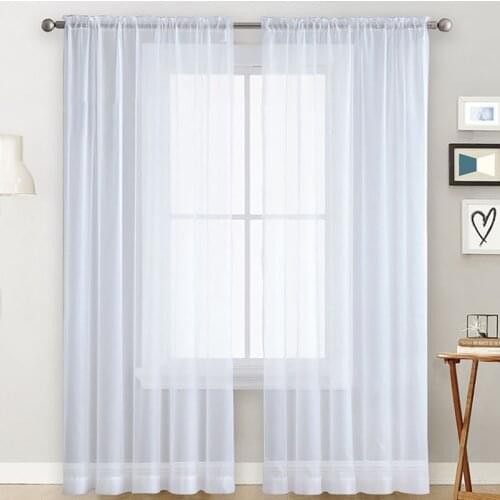 Solid White Gray Tulle Sheer Window Curtains for Living Room Modern Voile Curtain For Bedroom Window Decor Drape Blinds Home