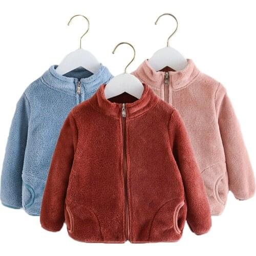 2021 New Spring Autumn Plush Girls Boys Hooded Coat Warm Flannel Sweatshirt Jacket For Kids Children Birthday Christmas Present