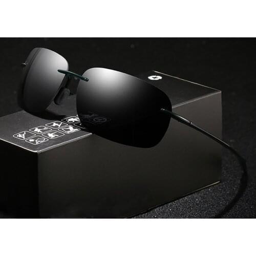 Rectangle Retro Polarized Mirror Rimless Sunglasses Women Men High Quality Rimless Ultralight Anti UV Driving Fishing