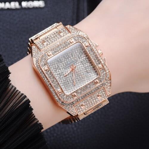 Luxus Frauen Rose Gold Uhr Mode Damen Quarz Diamant Armbanduhr Casual Weiblichen Legierung Armband Uhr Set Relogio Feminino