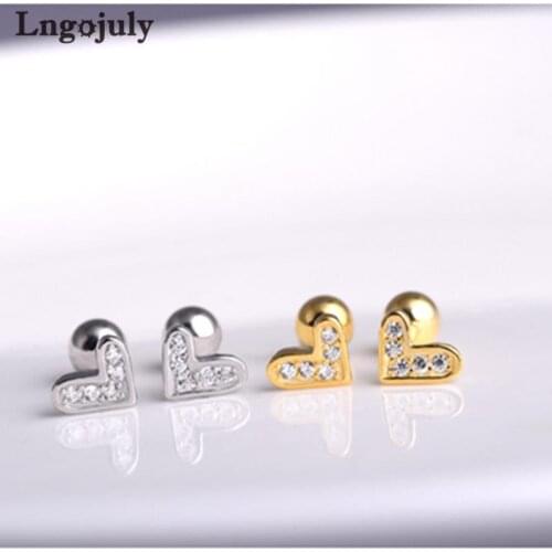 Hot Sale 925 Sterling Silver Stud Earrings Heart Screw Earring For Women Children Girl Baby Anniversary Party Fine Jewelry Gift