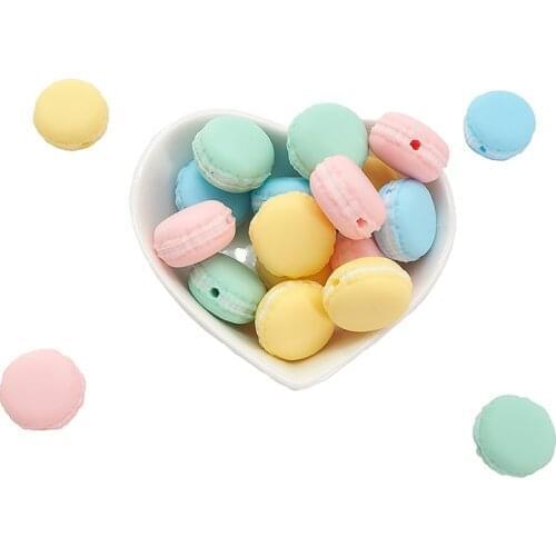 Chenkai 10PCS BPA Free Macaron Silicone Teethers Beads Silicone Cartoon Teething For DIY Nursing Necklace Pacifier Chain Gift