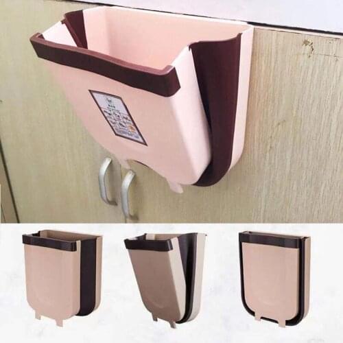 Folding Waste Bins Kitchen Garbage Foldable Car Trash Can Wall Mounted Trashcan for Bathroom Toilet Waste Storage Bucket 9L Top