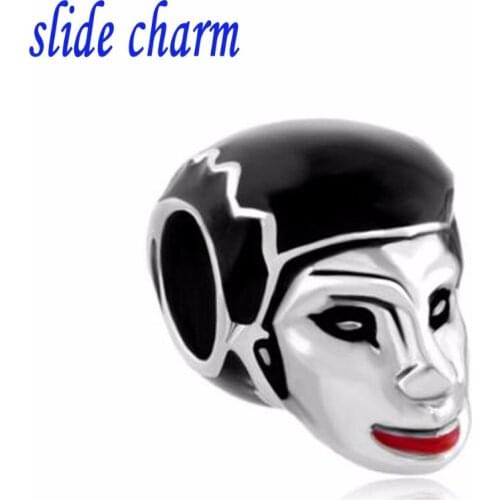 Slide charm Free shipping New fashion jewelry lady portrait charm beads fit Pandora bracelet