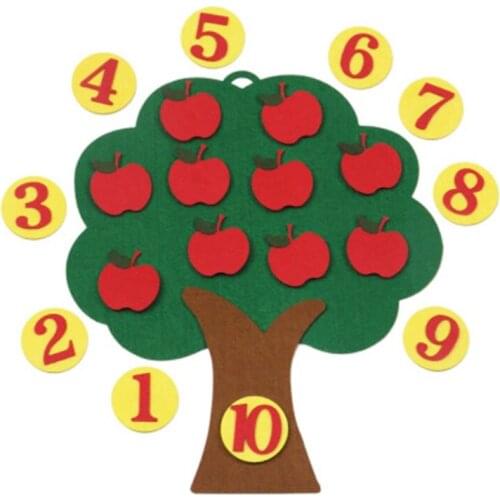 Apple Tree Match Digital Teaching Toy Montessori Educational Toy Non-woven Puzzle Creative Toy Kindergarten Kids Math Toy C5AF