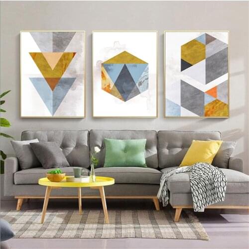 Modern Minimalist Wall Art Canvas Painting Abstract Warm Color Block Line Art Poster Print Wall Picture for Living Room Decor