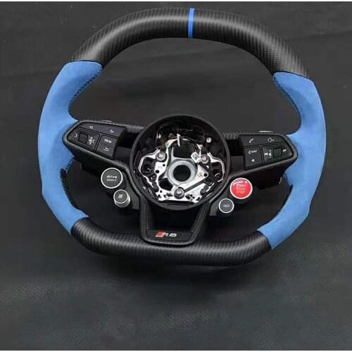D-Shape Supercar Cuatomized Forged Carbon Fiber Sports Steering Wheel Alcantara Leather fit for Audi R8 2016-2020 with Paddle