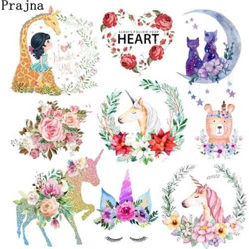Cute Unicorn Thermal Patches Heat Transfer Patches For Kids Clothes DIY Applique Animal Iron-On Transfers For Clothing Stickers