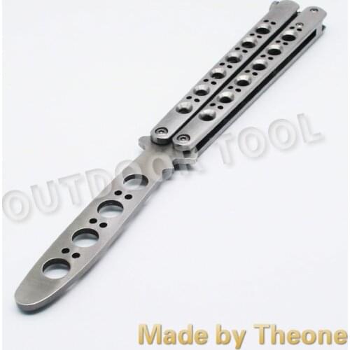 Theone Bushing System Channel Butterfly Trainer Knife BM40 440C Blade Steel Handle Jilt Free-swinging Pocket Knife