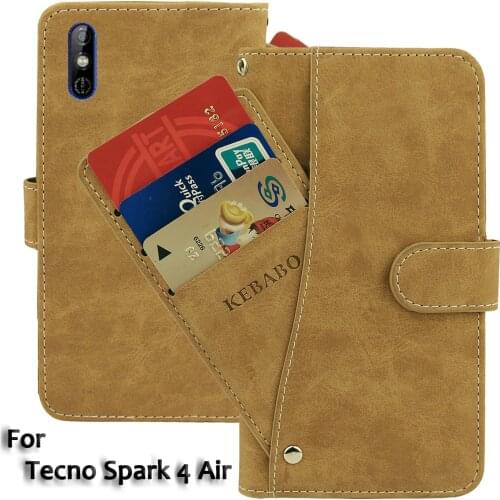 Vintage Leather Wallet Tecno Spark 4 Air Case 6.1" Flip Luxury Card Slots Cover Magnet Stand Phone Protective Bags