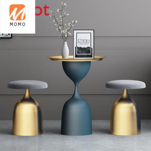 High-End Entry Lux Side Table Marble Side Table Modern Metal Bedside Table Small European-Style Small Table