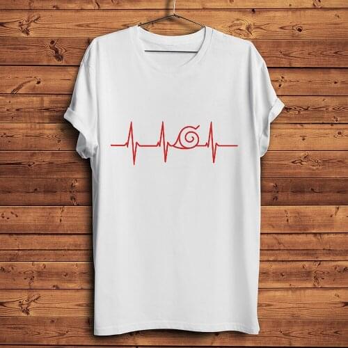 Heartbeat Shinobi badge funny anime t shirt men white casual tshirt unisex short sleeve japan manga streetwear tee