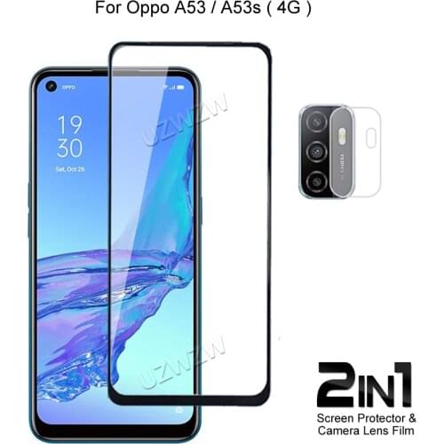 For Oppo A53 / A53S Front Screen Protector Protective Tempered Glass & Camera Lens Film