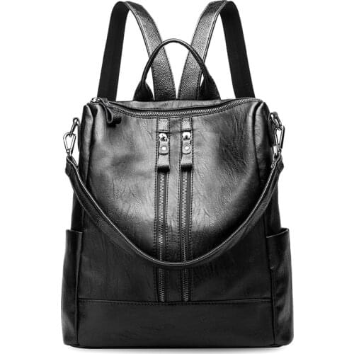 Women Backpack Sheepskin Casual School Bag for Teenager Girls Female Travel Light Bagpack Rucksack Solid Internal Frame Zipper