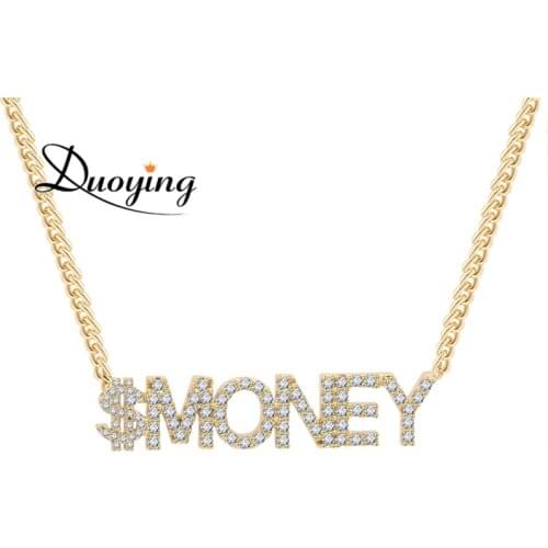 Duoying Zirconia Necklace for Women Name Necklace Stone Pendant Chain Zirconia Custom Necklaces Personalized Women Dropshiping