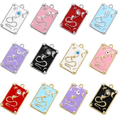 ZHUKOU Snake&Crab Enamel Pendant Rectangular Dripping oil charms for DIY Handmade Necklace Jewelry Accessories Wholesale VD980