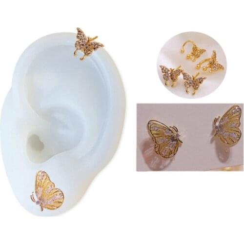 1 Pair Handmade Human Ear Model Resin Casting Mold Silicone Flexible Earmold Ear Displays Mould for Acupuncture Jewelry