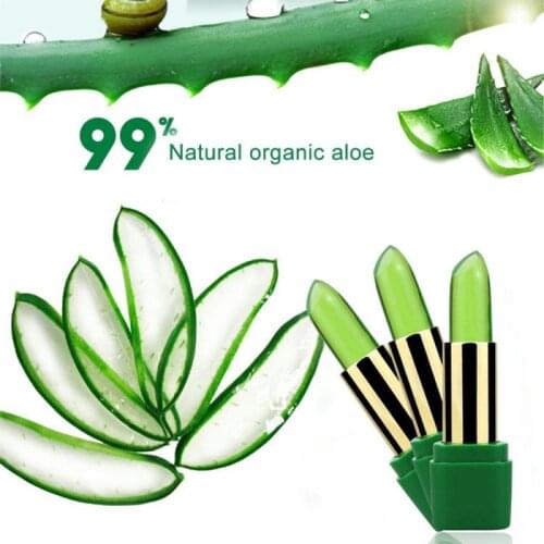 1Pc 99% Aloe Vera Color Change With Temperature Jelly Lips Care Lipstick Plant Moisturizing Lip Balm Makeup Lipstick TSLM2