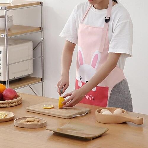 1Pc Kitchen Apron Cute Rabbit Panda Penguin Printing Adult Waterproof Anti-greasy Adjustable Cartoon Printed Apron with Pocket