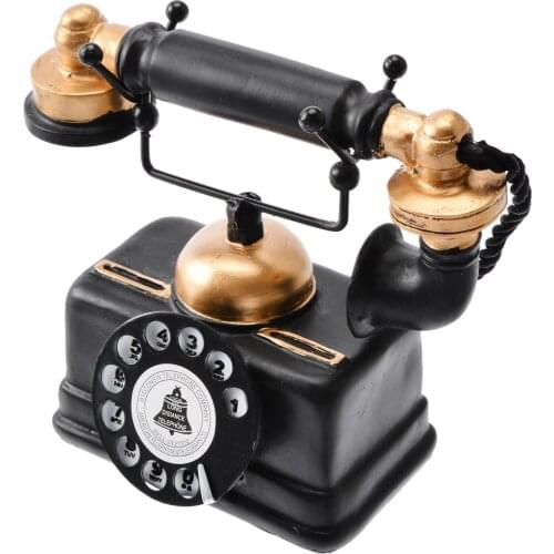 1PC Antique Shabby Old Phone Figurine New Vintage Rotary Telephone Statue For Home Decoration Student Desk Gifts