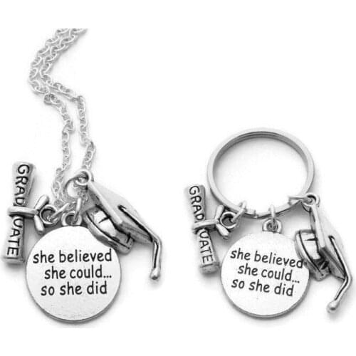 2020 Graduation Pendants Necklaces Square College-Cap-Diploma Senior Charm Women Men Girl Boy Unisex Fashion Jewelry Gifts