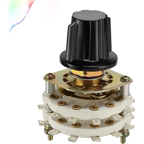 2P8T 2 Pole 8 Position 2 Deck Band Channel Rotary Switch Selector with Knob