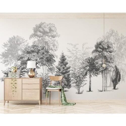Beibehang 3d mural Customized new modern minimalist black and white sketch abstract woods tv sofa background wall 3d wallpaper