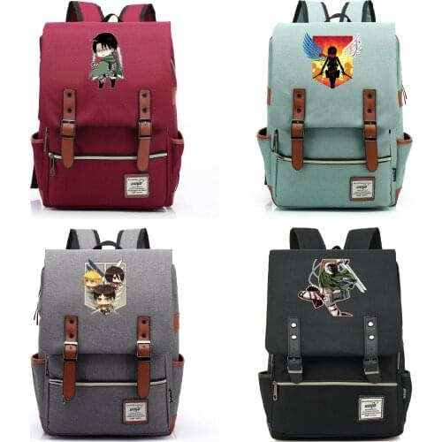 B0810 Fashion Anime Wings Attack Titan Buckle Children School bag Teenagers Student Schoolbags Women Bagpack Men Backpack