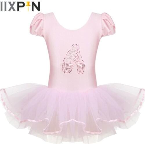 IIXPIN Girls Ballet Tutus Fairy Dance Ruffled Cap Sleeves Sequined Ballerina Shoe Ballet Dance Gymnastics Leotard Tutu Dress
