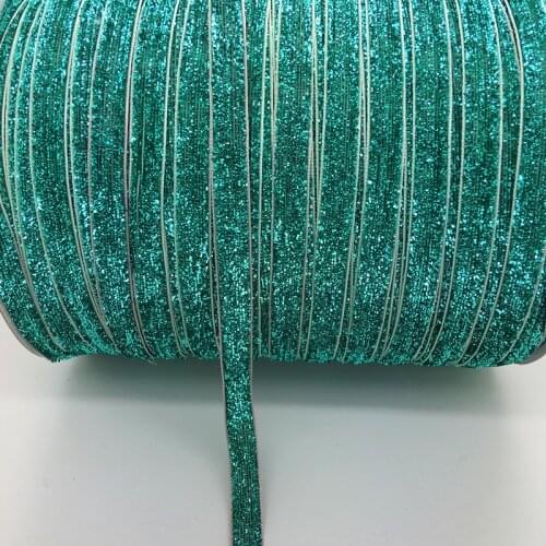 Free shipping 5 yards 3/8 "10mm Cyan Glitter Velvet Ribbon Headband Clips Bow Decoration #RS-10