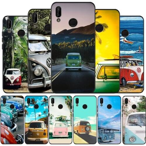 Combi Van Surf black Silicone soft Phone Case for huawei P40 P30 P20 P10 Pro P9 Lite P smart 2019 Y6 Y9 cover