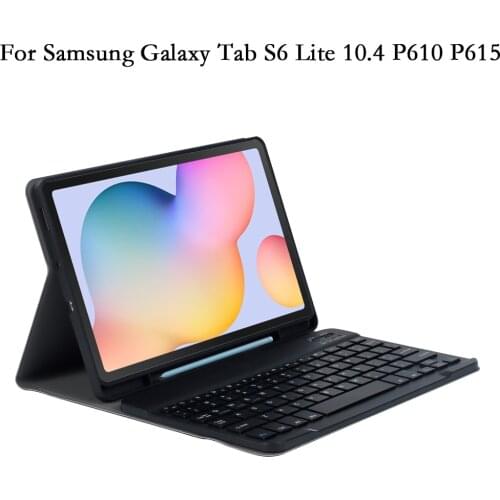 TPU Penci slot Split Bluetooth Keyboard Tablet Case for Samsung Galaxy Tab S6 Lite S6lite P610 P615 Cover PU Leather Stand Shell