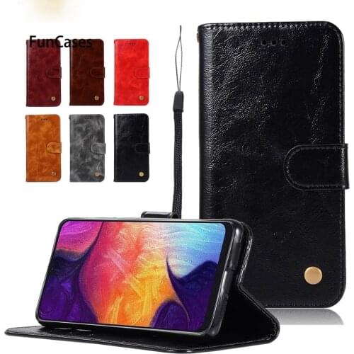 Book Flip Covers Cases For Samsung Galaxy A50 2019 SM-A505FN PU Leather Cover For Samsung SM-A505F/DS Full Housing TPU Case Rope
