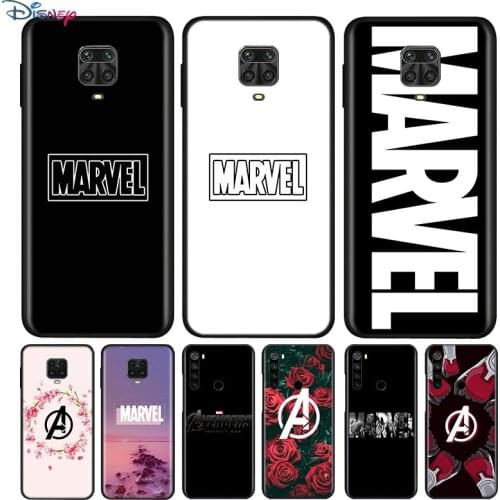 Black Silicone Cover Marvel Logo For Xiaomi Redmi Note 10 10S 9 9S Pro Max 9T 8T 8 7 6 5 Pro 5A Phone Case