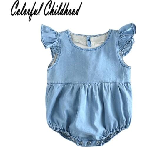 Baby Jean Jumpsuit Pure Color Sleeveless Triangle Rompers Behind Love Heart Hollow Out Design Infant Toddler Kid Cotton Clothes