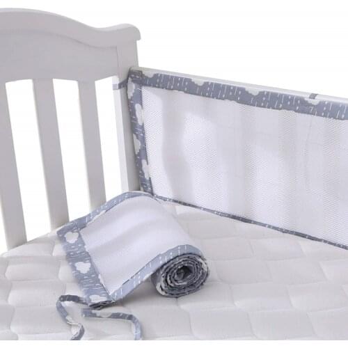 2Pcs/Set Breathable Mesh Baby Crib Bumpers Collision Pads Half Around Baby Crib Liner Bedding Cotton Printing Mesh Safety Rails