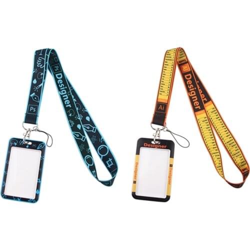 E2922 Cartoon Necklack Lanyard Key Strap Multifunction Mobile Phone Decoration With Card Holder Cover For Designer