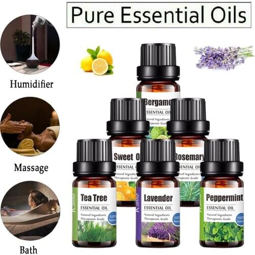 10ml Pure Essential Oils for Aromatherapy Diffusers Lavender Lemon Oil Relieve Stress for Humidifier Fragrance Air Freshening