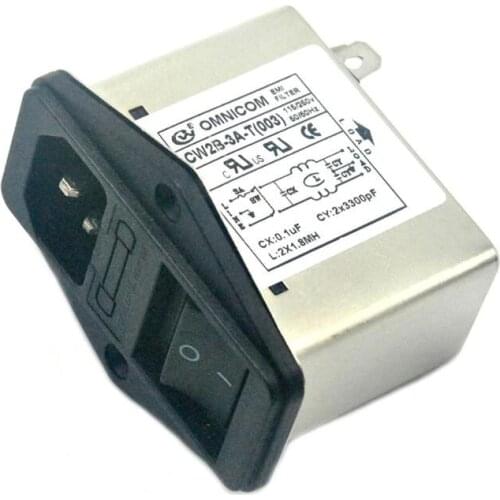 3A IEC Type AC Power Supply Filter For Power Amplifier With Switch Fuse