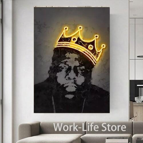 The Notorious BIG Neon Poster Canvas Wall Art Decoration prints for living room Home bedroom decor painting No Frame