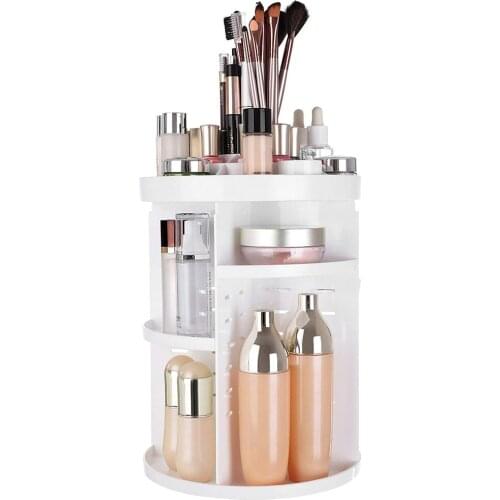 360 Degree Rotation Makeup Organizer Adjustable Countertop Cosmetic Storage Box Display Large Capacity 7 Layers for makeups
