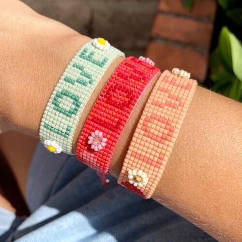 Rttooas Summer Simple Miyuki Bead Bracelet Ladies Bohemian Hand Woven SUNNY Sunshine LOVE Letter Bracelet Gift Wholesale