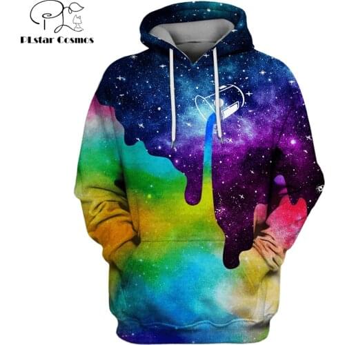 PLstar Cosmos 2019 Fashion Men Hoodies Unicorn Rainbow galaxy background Printed 3d Sweatshirt / Hoodie Unisex Streetwear
