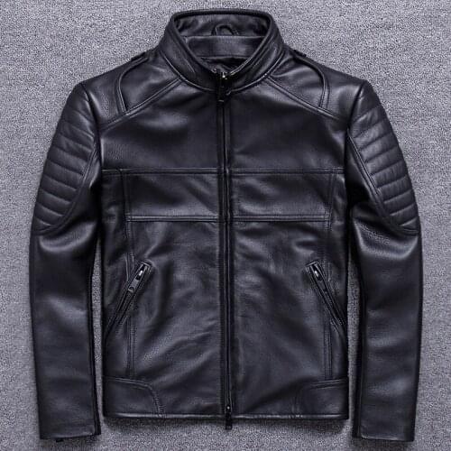 2020 New Real Genuine Leather Jacket Men Biker Motorcycle Cow Leather Jackets Spring Autumn Cowhide Leather Coat 1820 KJ3211