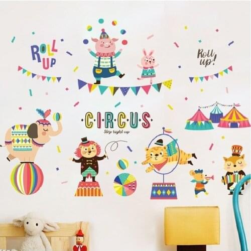 Joy Animal Circus Wall Sticker Home Decals Diy Adhesive Pvc Decoration Art Poster Mural Cartoon Wallpaper For Baby Kids Bedroom
