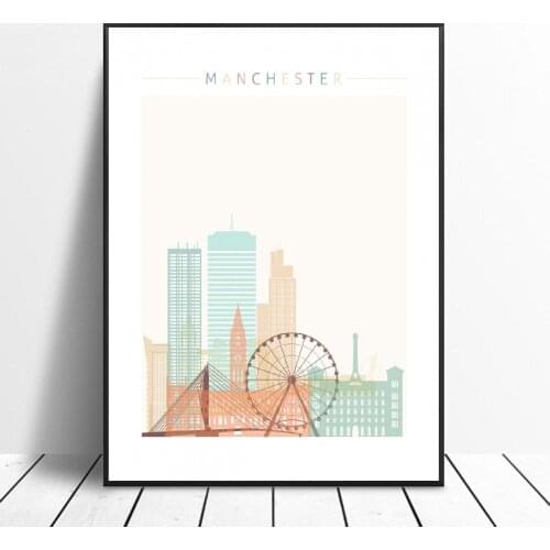 Hd print Manchester Skyline Wall Art Poster Picture Modern Minimalist Bedroom Living Room Decoration Frame