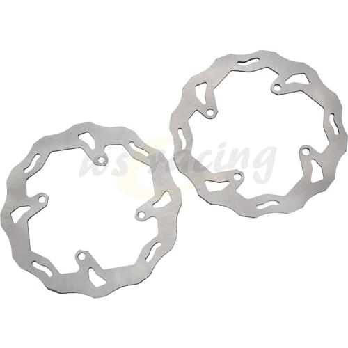 Stainless Steel Front Rear Wavy Disc Brake Rotor Set For SUZUKI RMZ250 07-15 RMZ450 05-15 05 06 07 08 09 10 11 12 13 14 15